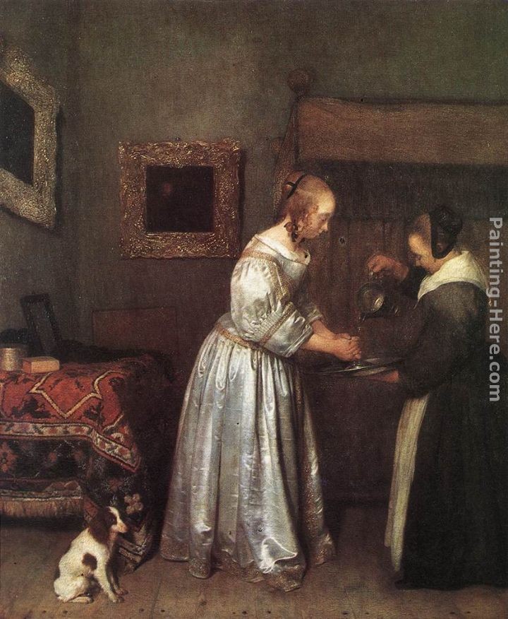 Gerard ter Borch Woman Washing Hands